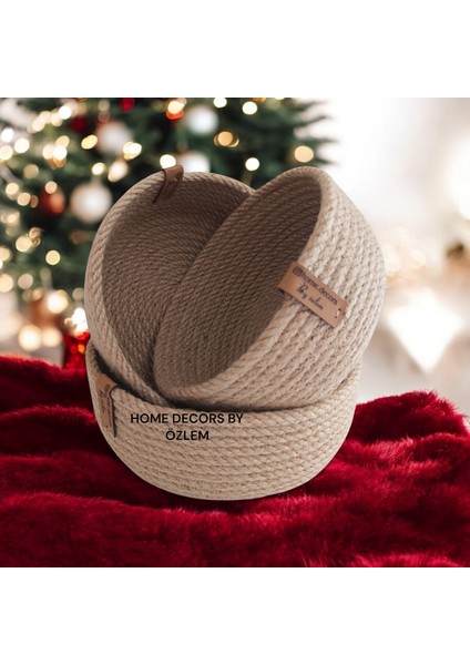 3'lü Hasır Sepet Takımı (20X7,18X7,16X7CM) Hasır Düzenleyici Sunum Mutfak Banyo Organizer