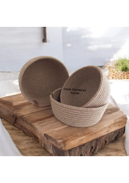 3'lü Hasır Sepet Takımı (20X7,18X7,16X7CM) Hasır Düzenleyici Sunum Mutfak Banyo Organizer fiyatları