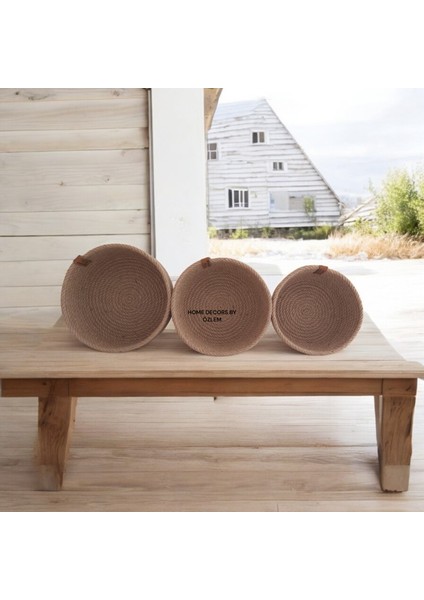 3'lü Hasır Sepet Takımı (20X7,18X7,16X7CM) Hasır Düzenleyici Sunum Mutfak Banyo Organizer modelleri