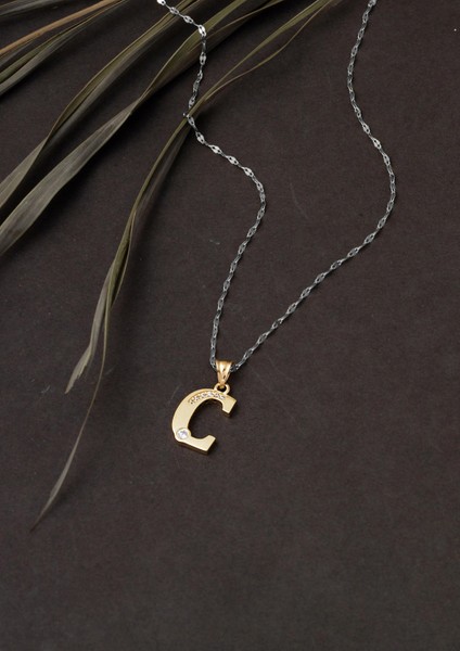 Lettera C Harfi 14 Ayar Altın Zincirsiz Kolye fırsatları