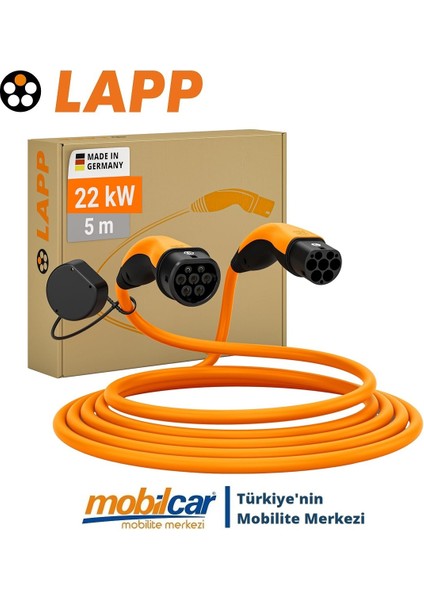 Helix Mobilcar Elektrikli Araç Kablosu 5 Metre 22KW 32A Tip2 Şarj Tüm Araçlara Uyumlu Çantalı Set