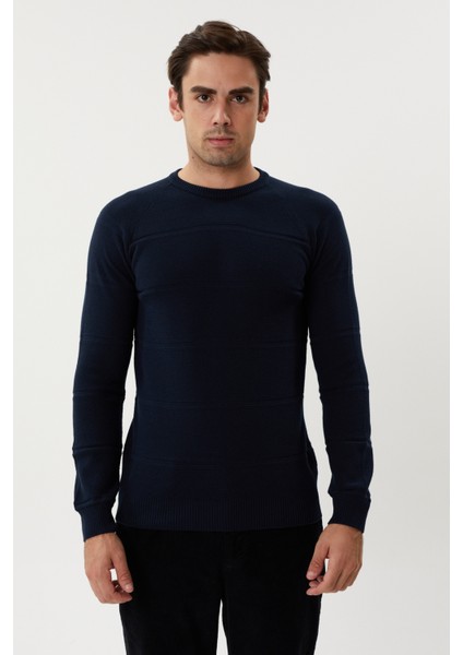 Et 3630-T Kendinden Desenli Bisiklet Yaka Erkek Triko Kazak