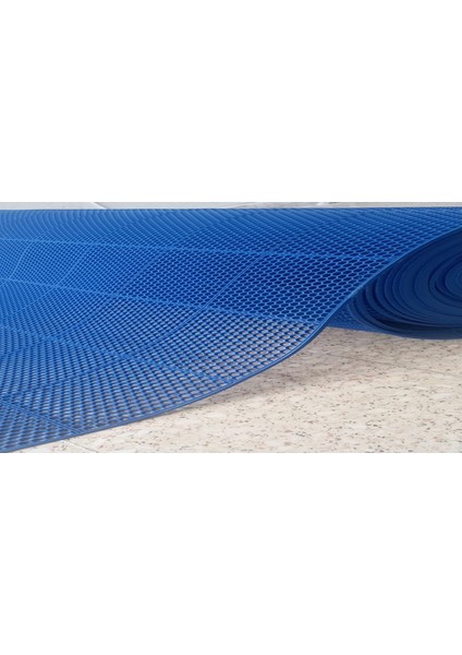 Mavi Islak Zemin Matı Kaydırmaz Pvc Paspası Kare Desen Model Zmat