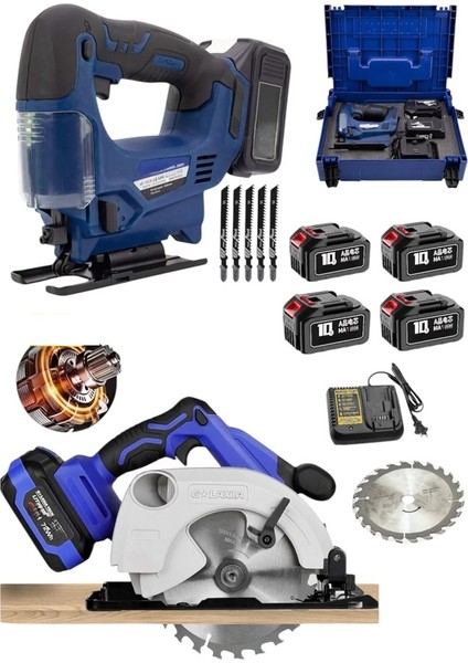 Alman 980FV 4 Akülü Şarjlı Dekupaj Testere ve Akülü 185 mm Sunta Kesme Daire Testere