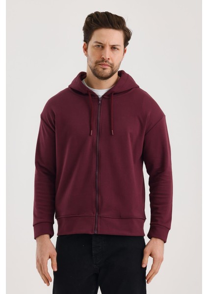 Unisex Kapüşonlu Fermuarlı Yandan Girme Cepli Sweat
