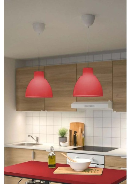 Sarkıt Lamba Avize Kablo Seti Dahil 29 cm Kırmızı Tavan Lambası JB035