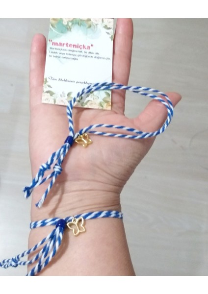 On Adet Marteniçka Kartlı Çek Cam Boncuklu Kelebekli Çift Kat Marteniçka Bileklik modelleri