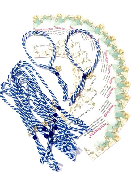 On Adet Marteniçka Kartlı Çek Cam Boncuklu Kelebekli Çift Kat Marteniçka Bileklik indirimleri