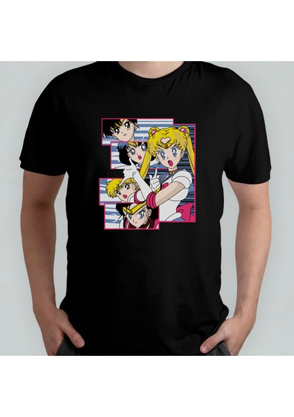 Sailor Moon Ay Savaşçısı %100 Pamuklu Bisiklet Yaka T-Shirt Model 1