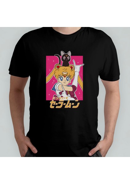 Sailor Moon Ay Savaşçısı %100 Pamuklu Bisiklet Yaka T-Shirt Model 6
