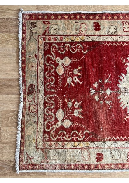 100X185 cm El Dokuma Vintage Halı, Kırmızı Renkli ve Çiçek Desenli, Yatak Odası ve Oturma Odası Için Özel Halı modelleri