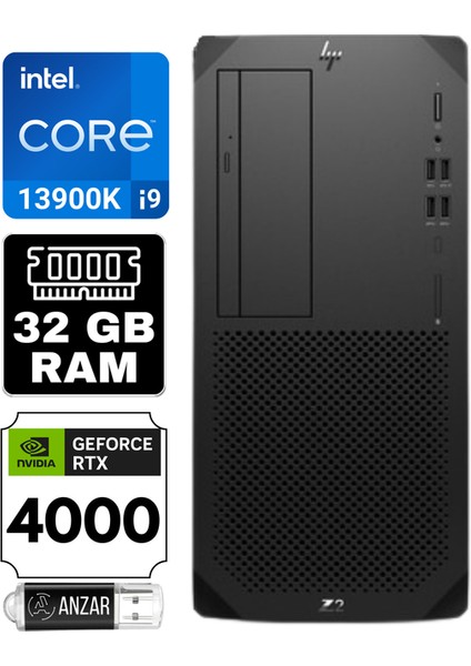 Z2 G9 Intel Core I9-14900K 32GB 4tb SSD Rtx A4000 / 16GB Windows 11 Pro Masaüstü Iş Istasyonu Workstation 8T1H8EA-A4