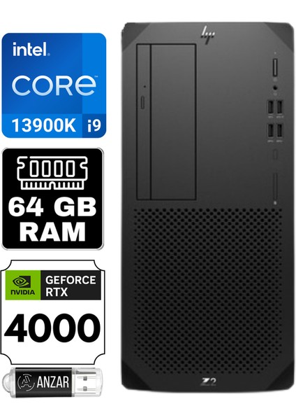 Z2 G9 Intel Core I9-14900K 64GB 512GB SSD Rtx A4000 / 16GB Windows 11 Pro Masaüstü Iş Istasyonu Workstation 8T1H8EA-A11