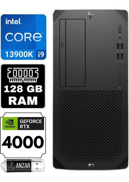 Z2 G9 Intel Core I9-14900K 128GB 2tb SSD Rtx A4000 / 16GB Windows 11 Pro Masaüstü Iş Istasyonu Workstation 8T1H8EA-A23