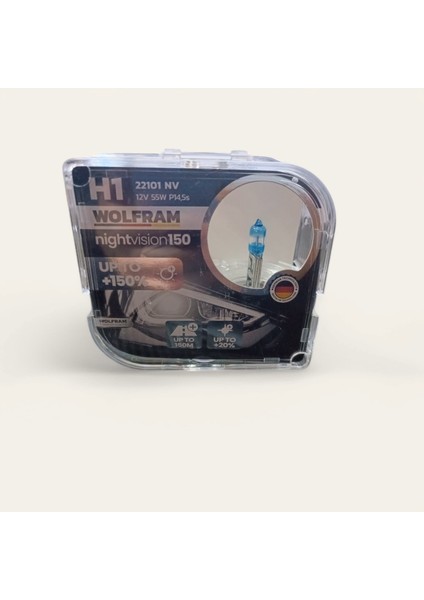 H1 halojen Ampul Performans Ampulü +%150 Fazla Işık ve %20 Beyaz Işık 12V 55W Wolfram 1tkm (2 adet)