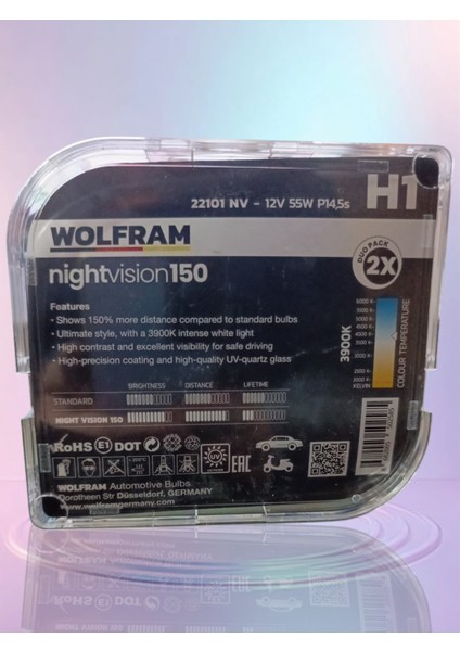 H1 halojen Ampul Performans Ampulü +%150 Fazla Işık ve %20 Beyaz Işık 12V 55W Wolfram 1tkm (2 adet) indirimleri