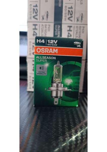 Osram H4 halojen ampül 55/60W Allseason Super +%30 Kolormatik Kar ve Sis Için Özel 4 Mevsimlik (1ADET) H4 HALOJEN AMPUL