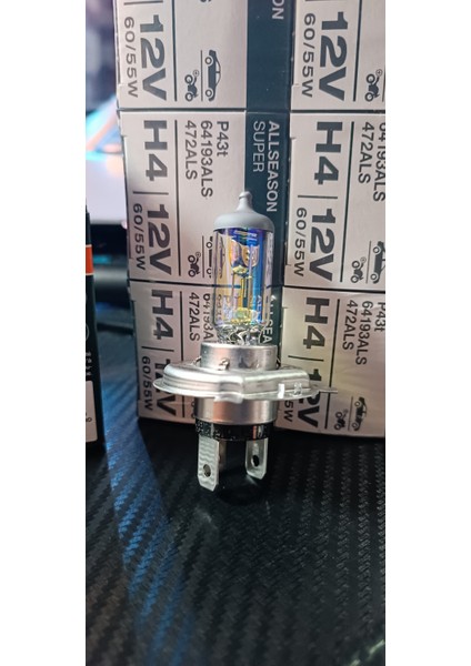 Osram H4 halojen ampül 55/60W Allseason Super +%30 Kolormatik Kar ve Sis Için Özel 4 Mevsimlik (1ADET) H4 HALOJEN AMPUL