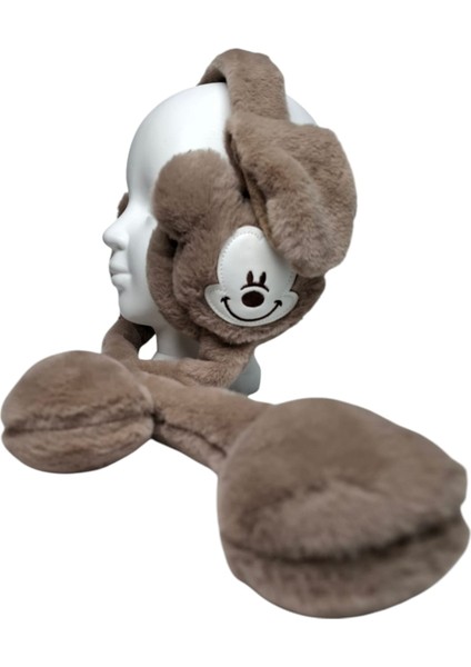 Kız Çocuk Kahverengi Renk Mickey Figürlü Pompalı Sesli Kışlık Peluş Kulaklık fiyatları