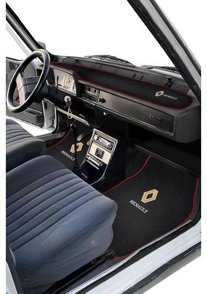 Renault 12 Toros Nakışlı 5 Parça Araç Oto Halı Paspas / Renault 12 Toros Torpido Kaplama Halısı