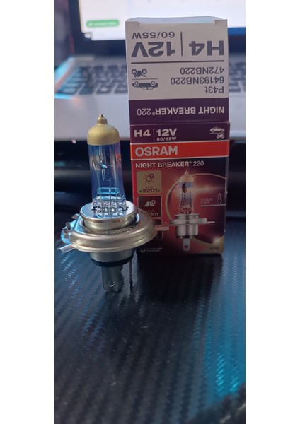 Osram H4 Night Breaker halojen Performans Ampulu 12V +%220 Fazla Işık %20 Beyaz Işık 150MT Mesafe (1ADET) indirimleri