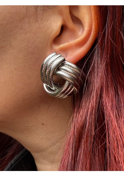 Bold Twist Vintage Düğüm Çelik Küpe