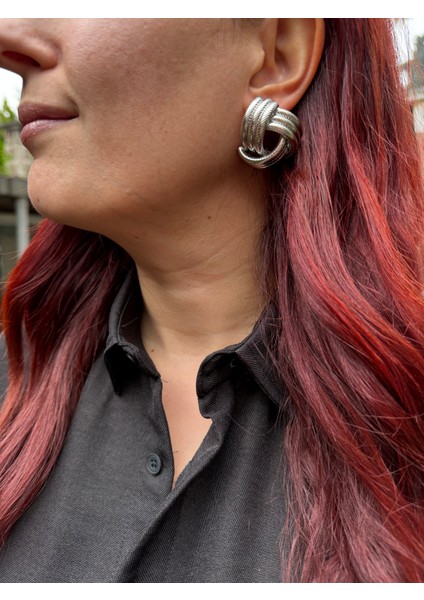Bold Twist Vintage Düğüm Çelik Küpe