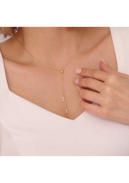925 Ayar Gümüş Iki Harfli Sallantılı Kolye