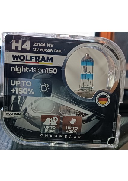 H4 halojen Ampul Performans Ampulü +%150 Fazla Işık ve %20 Beyaz Işık 12V 55/60W Wolfram (2ADET)