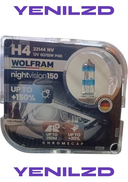 H4 halojen Ampul Performans Ampulü +%150 Fazla Işık ve %20 Beyaz Işık 12V 55/60W Wolfram (2ADET)