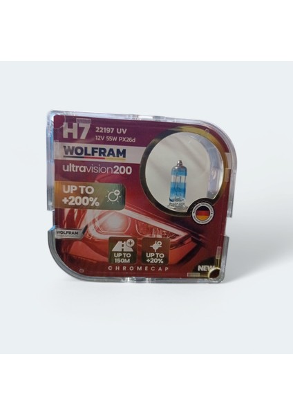 H7 Ampul Performans Ampulü Ultra Vision +%200 Fazla +%20 Beyaz Işık 12V 55W Wolfram 1tkm 2ADET