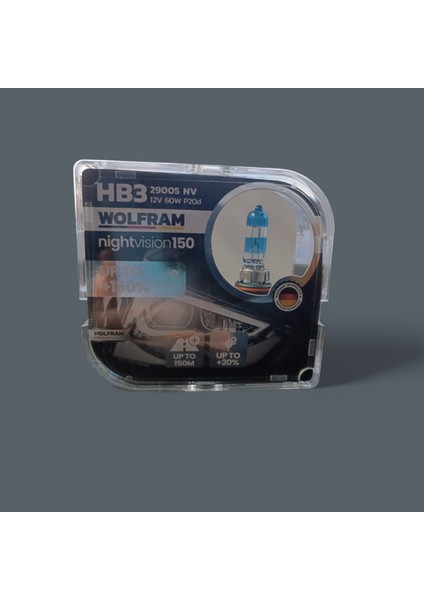 Hb3 Ampulperforman Ampulü Nv +%150 Fazla Işık ve %20 Beyaz Işık 12V 60W Wolfram 1tkm 2ADET