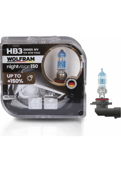 Hb3 Ampulperforman Ampulü Nv +%150 Fazla Işık ve %20 Beyaz Işık 12V 60W Wolfram 1tkm 2ADET