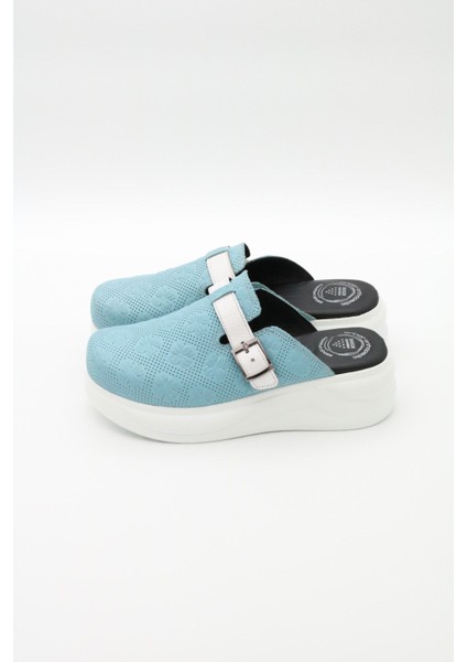 %100 Deri Kabartma Desenli Kadın Sabo Terlik Ortopedik Ev ve Hastane Kullanımı İçin Tasarlandı fırsatları