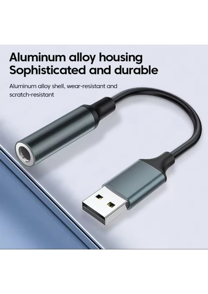 Usb'den 3,5 Mm'ye Ses Jak Adaptörü USB A'dan 3,5 Mm'ye Aux Kablosu Usb'den Ses Jak Adaptörüne Kulaklik USB Harici Ses Karti Bilgisayar Için