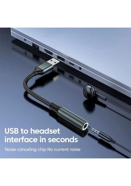 Usb'den 3,5 Mm'ye Ses Jak Adaptörü USB A'dan 3,5 Mm'ye Aux Kablosu Usb'den Ses Jak Adaptörüne Kulaklik USB Harici Ses Karti Bilgisayar Için