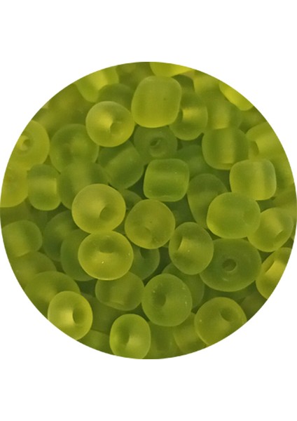 Dökme Cam Kum Boncuk Büyük Boy (6/0) 4 mm - 60 Gram - Şeffaf Mat Yeşil - BNC128