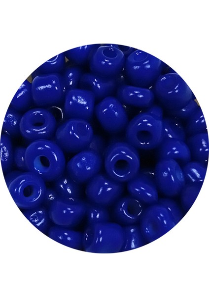 Dökme Cam Kum Boncuk Büyük Boy (6/0) 4 mm - 20 Gram - Koyu Mavi - BNC103