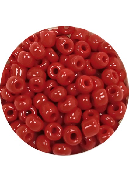 Dökme Cam Kum Boncuk Büyük Boy (6/0) 4 mm - 60 Gram - Koyu Kırmızı - BNC110