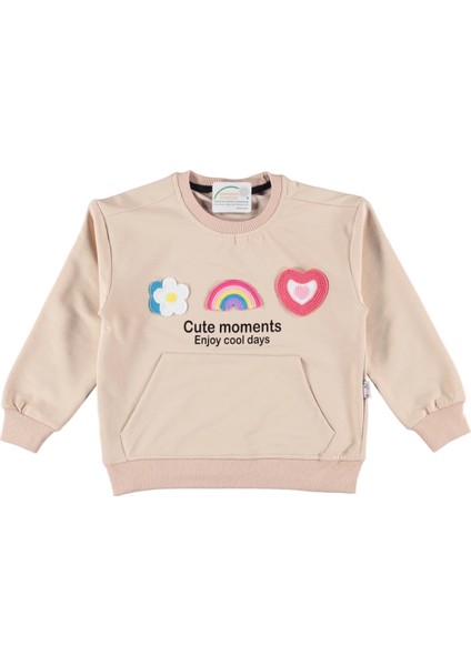 Gökkuşağı Nakışlı Kanguru Cepli SweatShirt