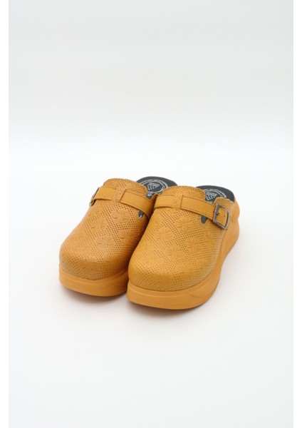 Kadın Deri Sabo Terlik %100 Deri Kabartma Desenli Ev Hastane Doktor Hemşire Kullanımı İçin