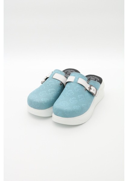 Kabartma Desenli Kadın Sabo Terlik %100 Deri Ortopedik Ev ve Hastane Kullanımı İçin Rahatlık Sunar