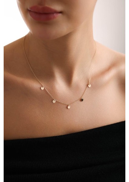 14 Ayar Altın Tasarım Pullu Kolye