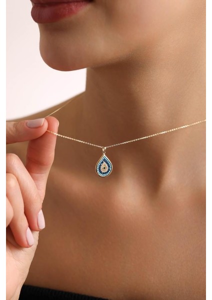 14 Ayar Altın Damla Nazar Tasarım Kolye fiyatları