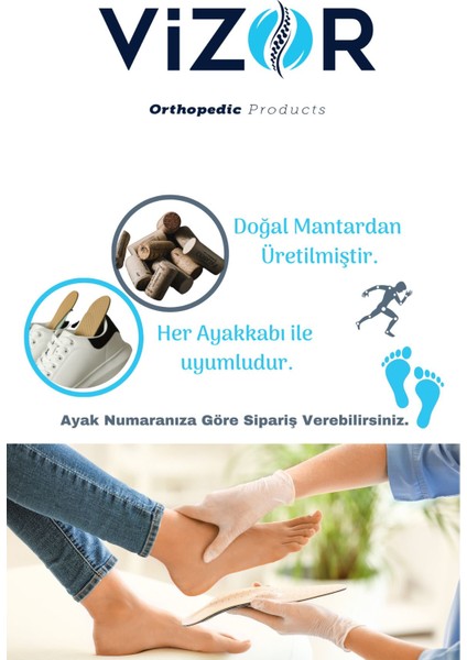 Mantar Tabanlık Medikal Ortopedik Anatomik Tabanlık Ark Metetars Destekli Günlük Kullanım
