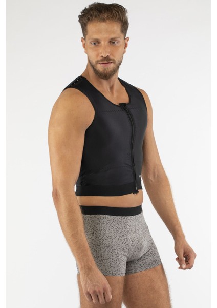 Erkek Göğüs Post Op Kompresyon Yeleği Fermuarlı