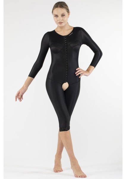 Tüm Vücut Askılı Post Op Kompresyon Korsesi Siyah