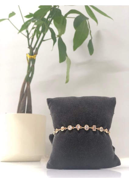 Xuping Geometrik Zirkon Taşlı Kadın Rose Gold Vip Bileklik Paslanmaz Çelik