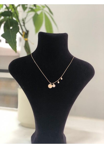Xuping Zirkon Taşlı Sıralı Daire Model Rose Gold Kadın Çelik Kolye