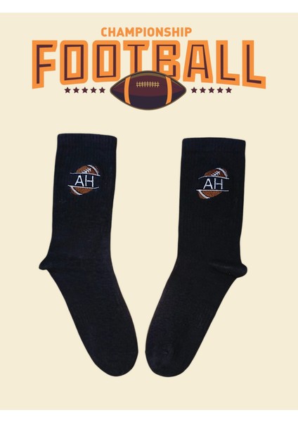 Kişiye Özel Beyaz ve Siyah Isim Veya Harf Nakışlı Hediyelik Yılbaşı, Damat, Gelin, Anneler ve Sevgililer Günü, Takım Logolu Çorap